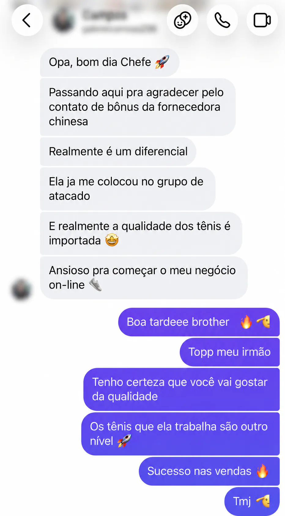 Print de conversa com mais um cliente da Lista Essencial, com os dados pessoais protegidos.